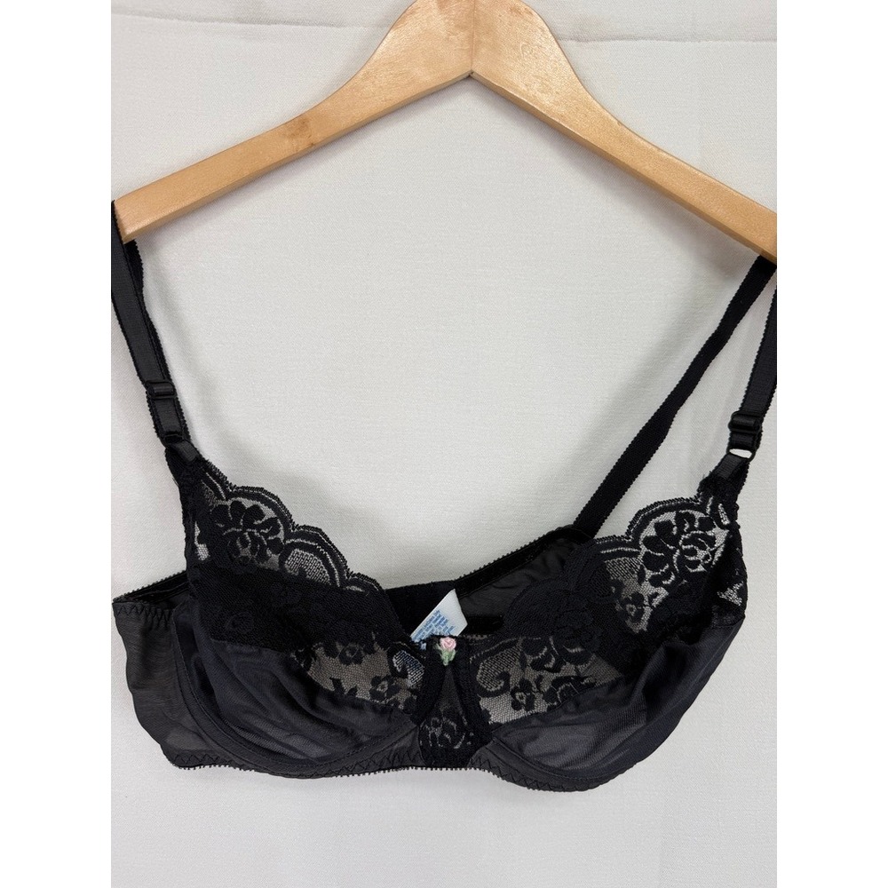 Maidenform Chantilly Lace Floral Bra Women 36C Black 7329 Retro Coquette